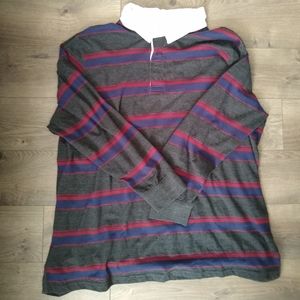 King Size Men's Long Sleeve Rugby/Polo style Shirt 3XL Big
